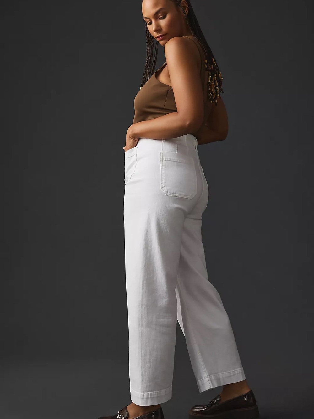 Colette Cropped Wide-Leg White Denim Jeans - White - Picture 10 of 12